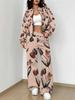 Black Retro Style Autumn And Winter New European And American Women'S Clothing Flower Printing Suit Women