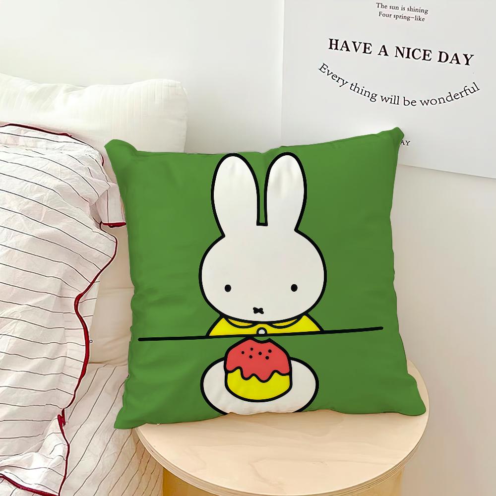 Cartoon Bunny Rabbit kawaii funny MMiffy soft pillowcase for Sofa Home Living Room bedside Decor pillow cover Gift Party hogar