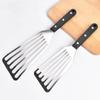 High-Temp Resistant Non-Stick Stainless Steel Fan-Shaped Cooking Shovel with Plastic Handle