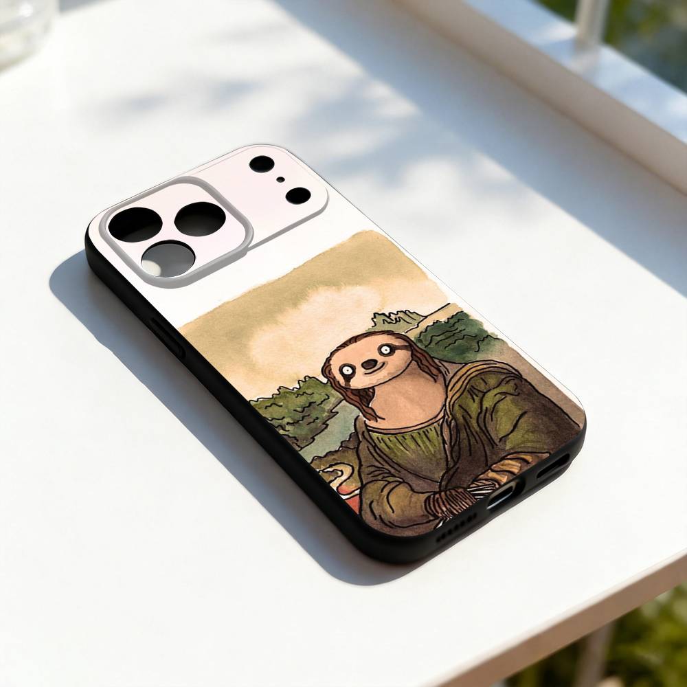 Животное Милый S-Ленивец Смешной Чехол для Телефона Для iPhone 17,16,15,14,13,12,11,Pro,Max,Plus,E,SE4,Air,Mini Черный Мягкий Чехол