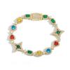 Hip Hop Jewelry Bling CZ Iced Out Geometric Bracelet Star Shape Rainbow Zircon Bracelet for Women and Me