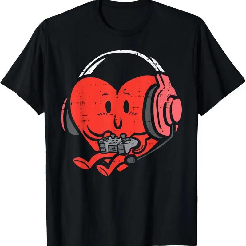 Valentines Day Heart Gamer Gaming Unisex Boys Kids Youth Teen TShirt