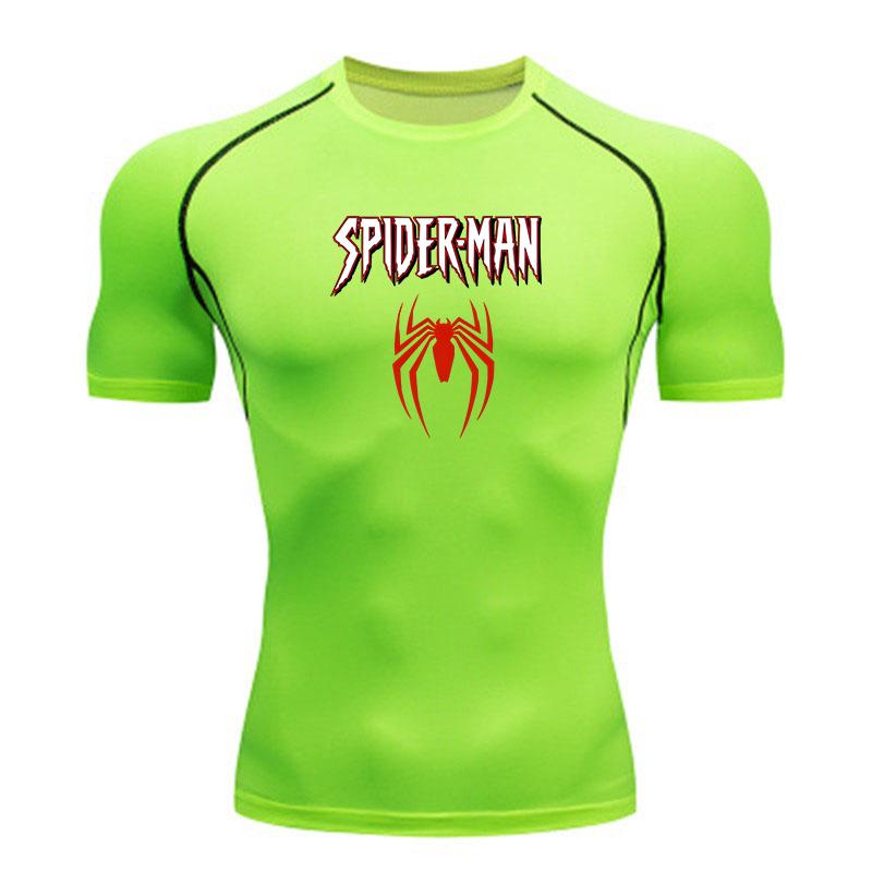 Men's Quick Dry Compression Workout T-Shirt, Spider Graphic Athletic Sports Tee for Running Gym Training Fitness Active