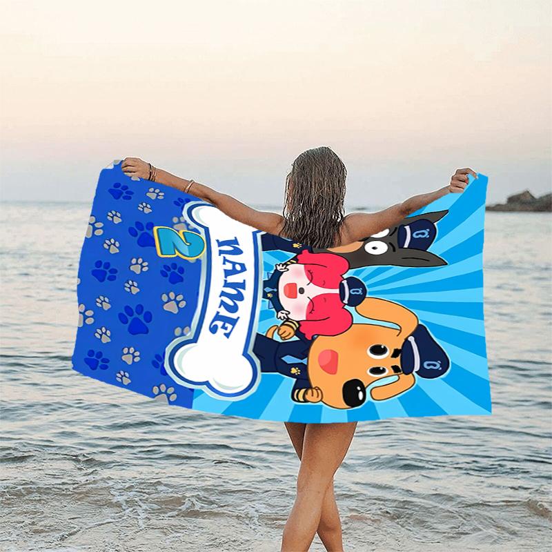 1pc Sheriff Labrador1 Beach Towel with Custom Name, Beach/Swimming/Bath/Picnic/Camping Towel, Suitable for Seaside Beaches
