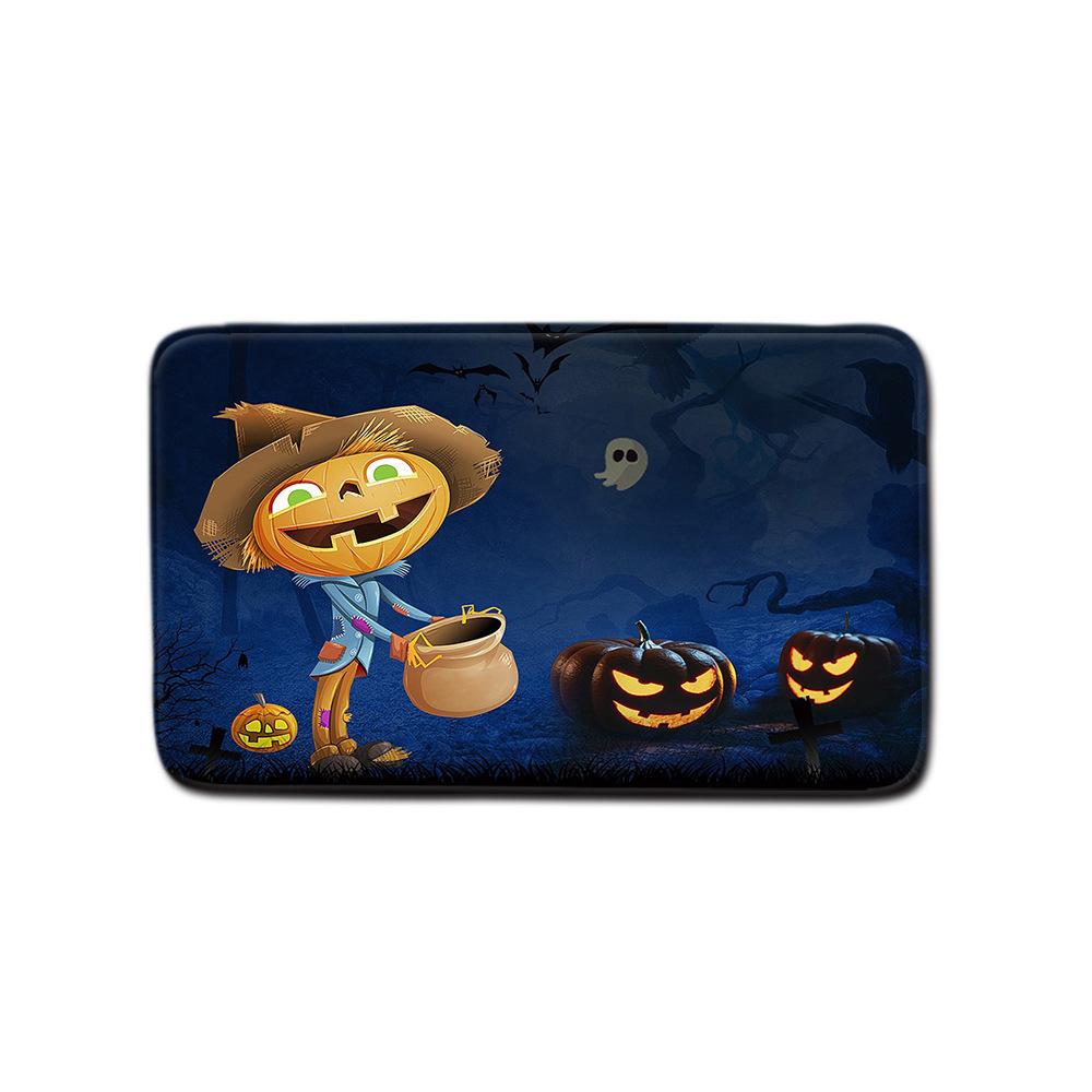 Halloween Shower Curtain Floor Mat Combination Four-Piece Household Door Mat Bedroom Non-Slip Carpet