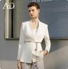 Женский формальный белый костюм высокого класса с брюками микро-клеш: Весна/Осень Slim Fit