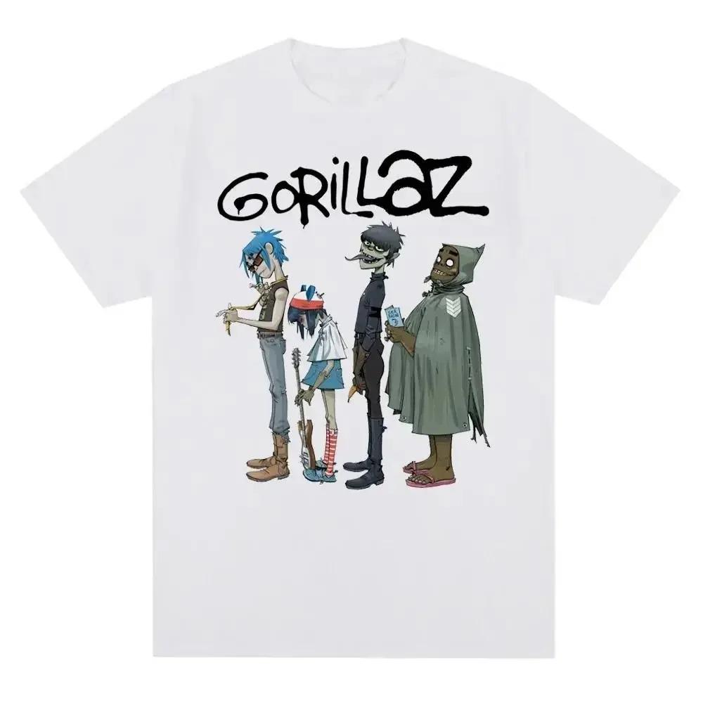 Музыкальная группа Gorillazs Панк-рок Принт Футболка 90-е Повседневная Мода Короткий рукав Футболка Унисекс