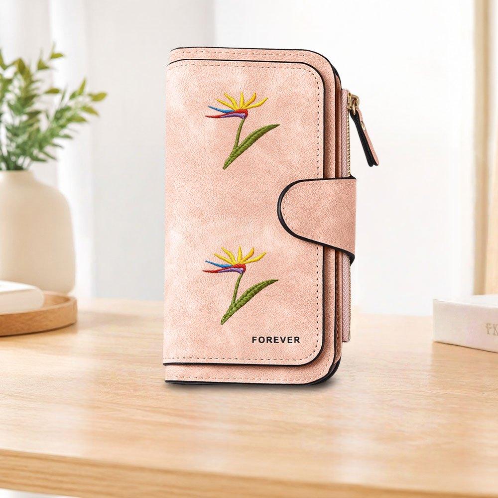 Paradise Bird Flower Long Zipper Wallet, Large Capacity Card Holder, Unisex Clutch Bag, Fashionable Zipper Coin Purse, Suitable for Daily Use, A