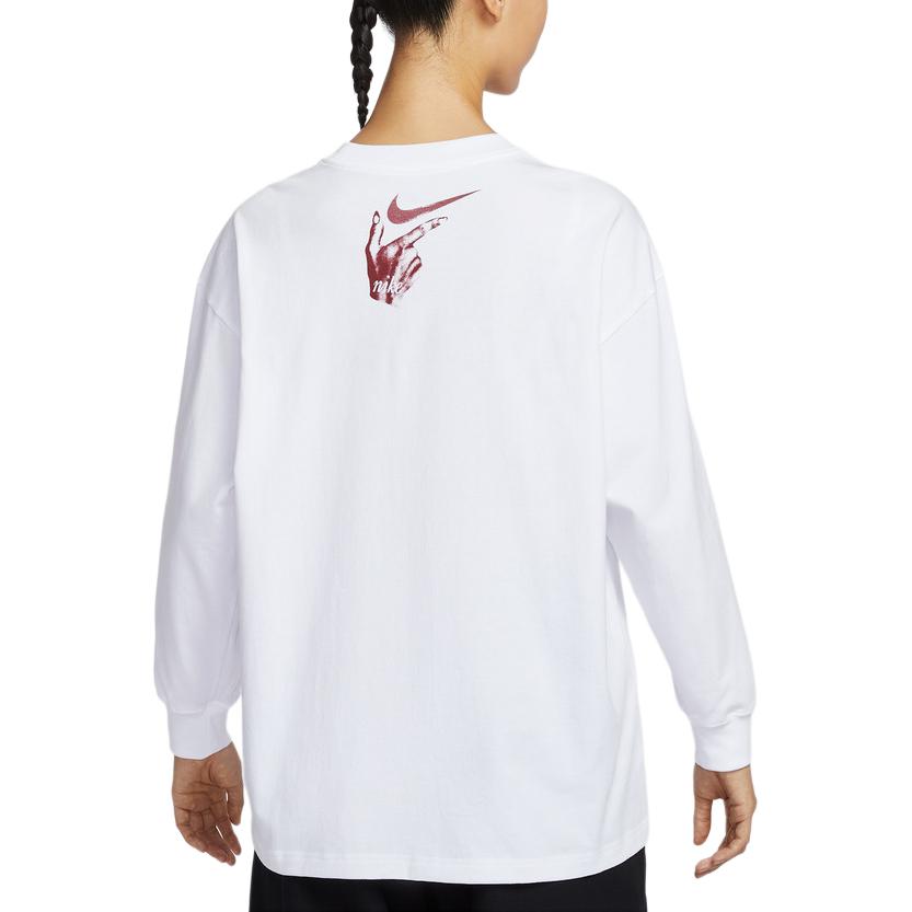 Nike Женская спортивная футболка оверсайз с длинным рукавом Белая IH7696-100