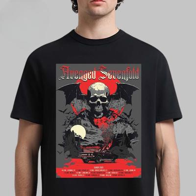 Горячая футболка Avenged Sevenfold Чикаго 2025 с всплывающим местом проведения на Soldier Field 31 августа 2025 года Двусторонняя футболка The Reaper