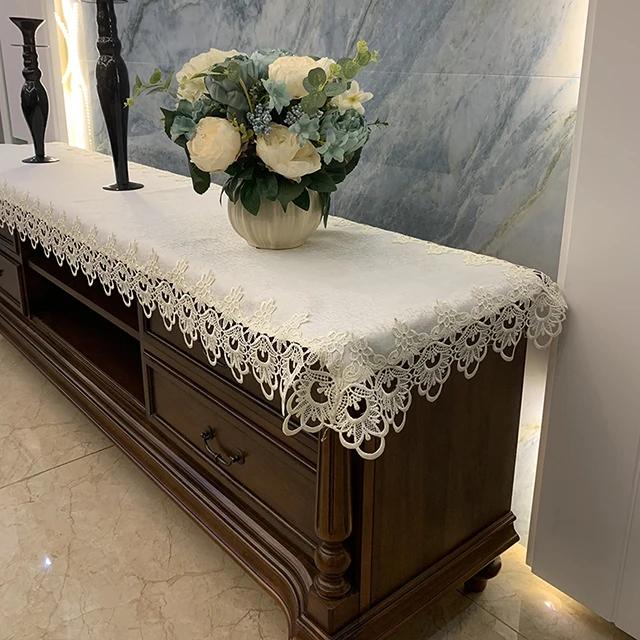 Скатерть прямоугольная европейская кофейная вышитая кружевная тумба под телевизор, чехол для стола, скатерть из ткани с длинной полоской, пылезащитный чехол