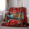 1Pc Tiger Spirit Tattoo Flannel Blanket, Soft And Comfortable, Casual Warm, Camping Travel, Christmas, Halloween Xmas Gift S1262