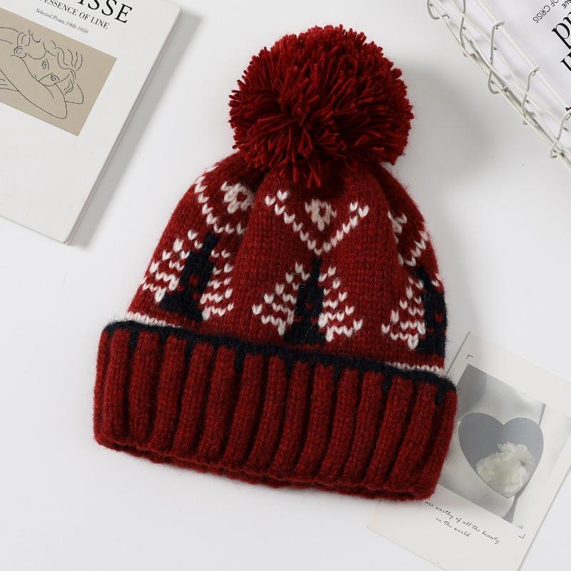 Knitted Hat Wool Hat Women's New Thickened Warm Autumn and Winter Ear Protection Bag Head