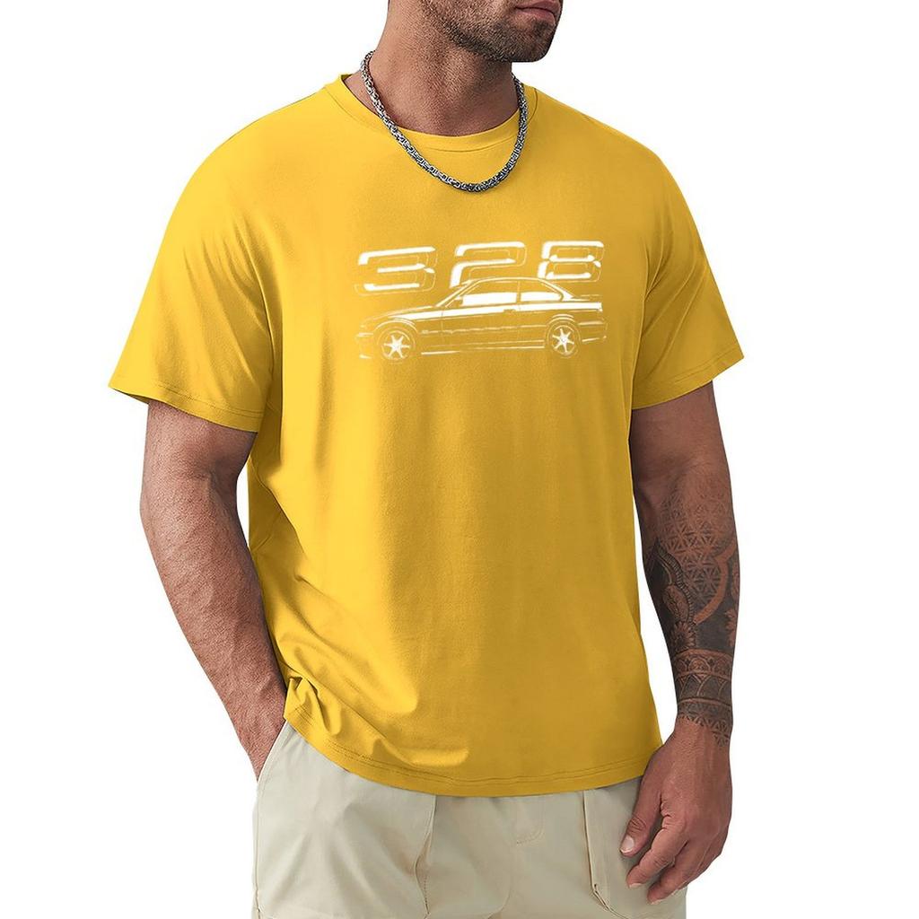 E36 328I Белый и Черный в Плоском Дизайне Футболки Футболки Графика для Спортивных Болельщиков Топы Графические Футболки для Мужчин