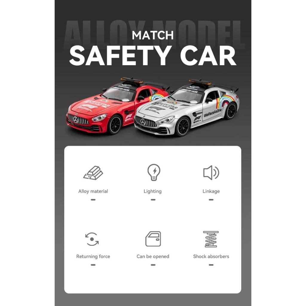 1/24 Benzs AMG GT Safety Car литой миниатюрный автомобиль литой металлический модель звук и свет детские игрушки подарки коллекционные транспортные средства