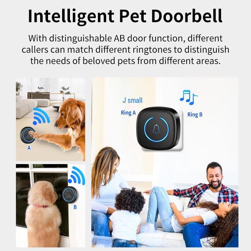 Dog Training Doorbell with Touch Buttons, 60 Melodies, LED Light