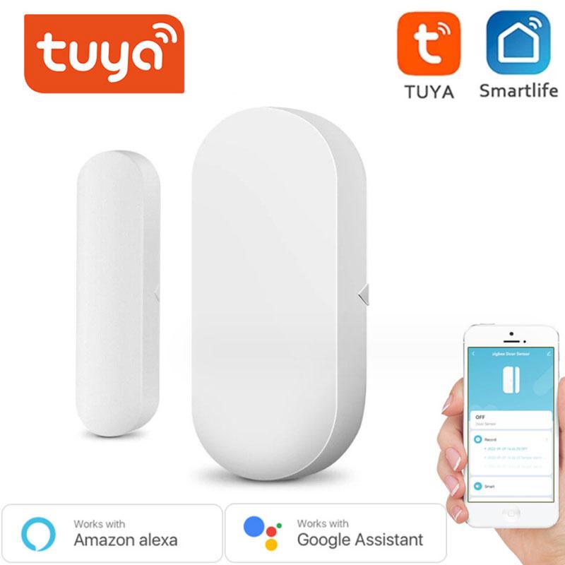Приложение Smart Life Умные датчики открытия/закрытия дверей Wi-Fi Датчик окна Независимый магнитный умный датчик двери Управление через приложение Alexa Tuya
