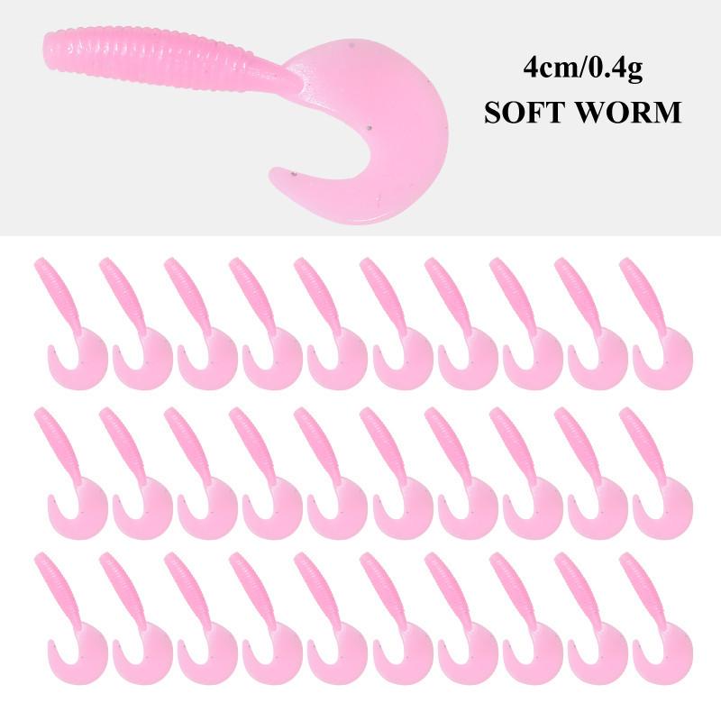 Рыболовный набор с мягкой приманкой и спиральным хвостом 4 см, грузилом и крючками