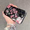Чехол из закаленного стекла с розовым цветочным узором сакуры для iPhone 17 16 15 14 13 12 11 Pro Max 17Air 16E 7 8 Plus XR XS X