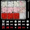 12Grids/Box Mixed Resin Bowknot Nail Art Decorations 3D Charms Kawaii Colorful Bow Diy Manicure Tools Parts