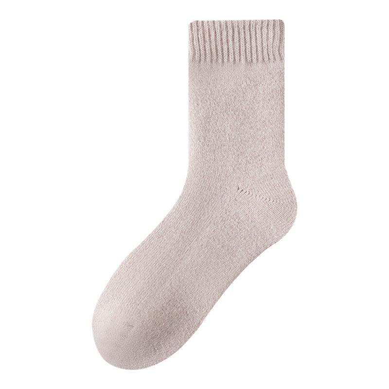 Женские зимние утолщенные флисовые шерстяные носки для женщин, носки до середины икры для тепла, однотонные простые флисовые женские носки для осени и зимы