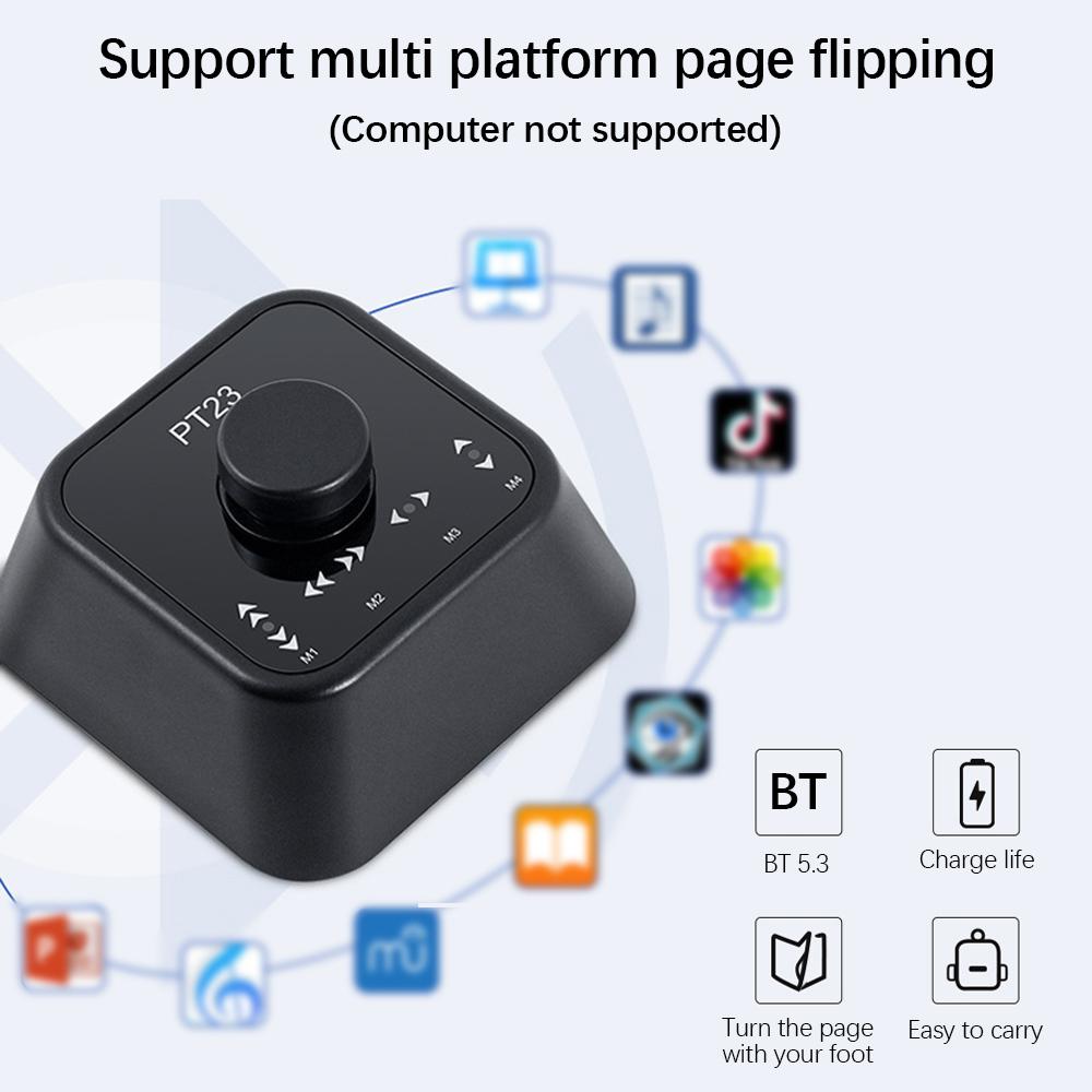 Беспроводная педаль переворота страниц, портативный мини-музыкальный переворот страниц для планшетов, смартфонов, BT Page Turner