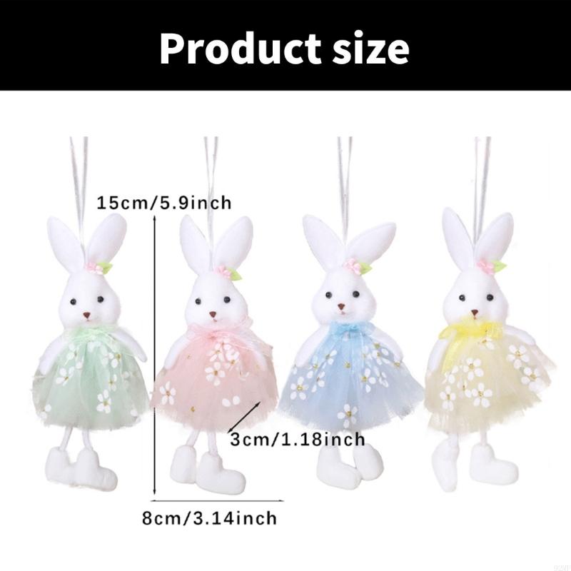 92MF 4Pcs Holiday Bunnies Ornaments Multicolor Hanging Decorations for Party