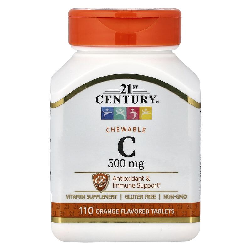 21st Century, Chewable C, Orange Flavor, 500 mg, 110 Tablets