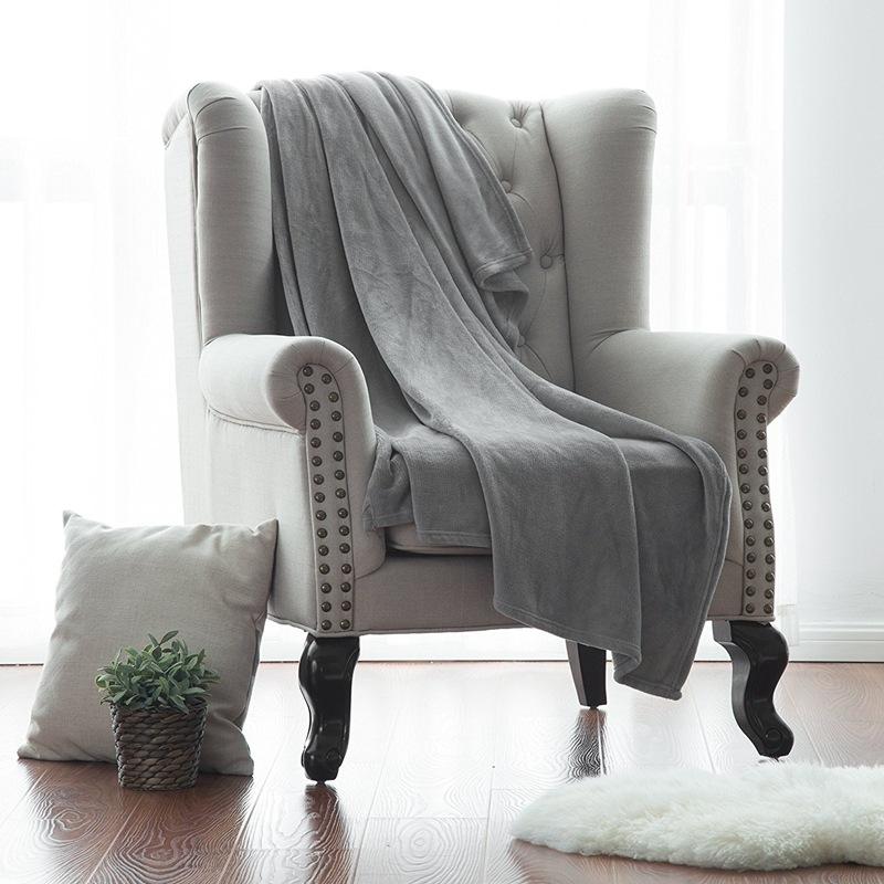 Fashion Soft Blankets Travel Sofa Solid Color Fleece Blankets for Bed