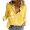 Women Fashion Long Sleeve T-shirt Shirt Summer&autumn Cotton Linen Loose Top Female Casual Lapel Collar Print Buttoned Blouses