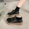 Fashion Small Leather Shoes for Women New Single Shoes Platform Muffin Tie Round Head Mary Jane Shoes for Women