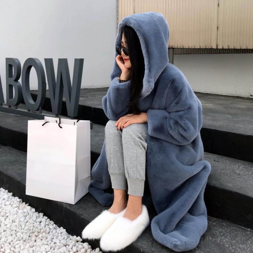 2024 осень и зима новый искусственный мех норки утолщенный свободный плюшевый джемпер длинное пальто пальто женское