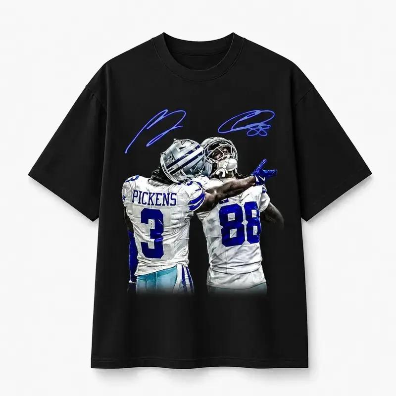 Unisex Vintage Football Athlete Portrait Cotton Short‑Sleeve Y2K Game Day T‑Shir