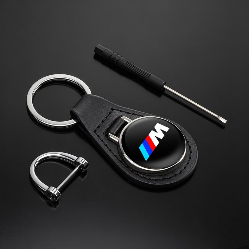 Metal Leather Car Emblem Keychain Keyring Key Ring Pendant For BMW M E46 E90 E60 F30 G20 X1 X2 X3 X4 X5 X6 X7 i3 i4 i5 i7 M2 G30 cwsh87