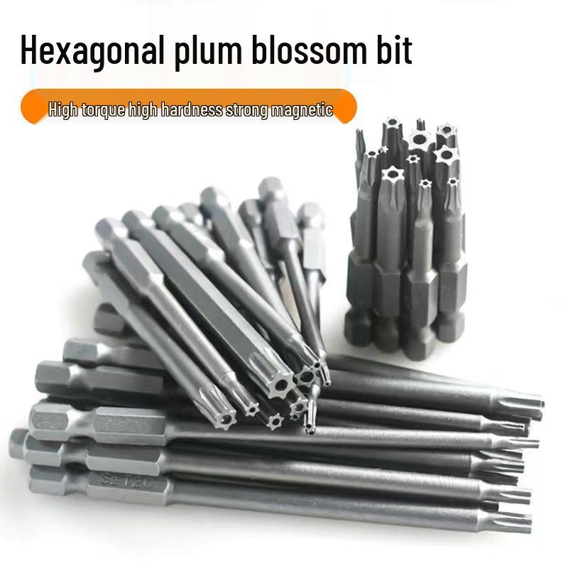 Plum Blossom Magnetic Hex, Phillips & Star Head Screwdriver Bits (T5-T25)