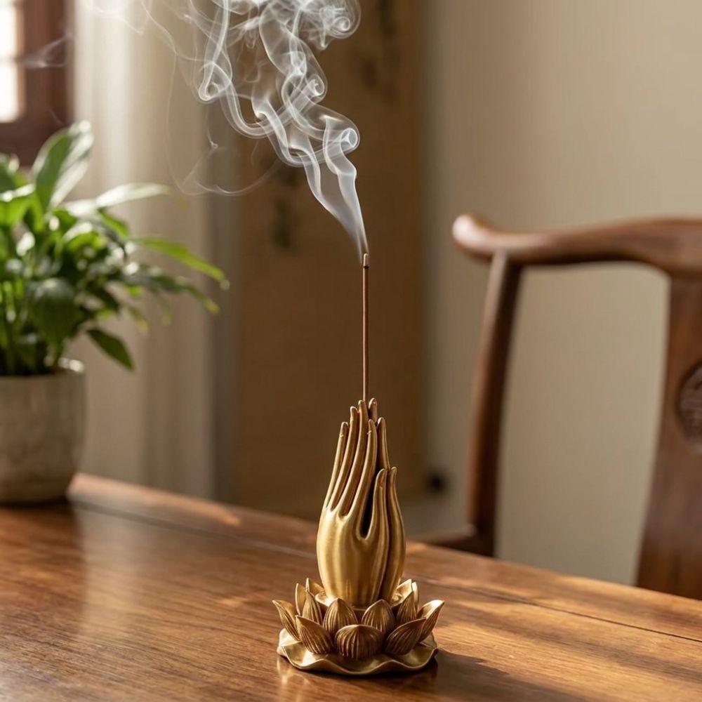 Praying Hand Lotus Hand Incense Holder 3D Printed Tabletop Incense Base Desktop Use