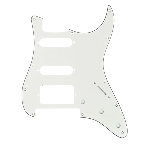 Musiclily Pro 11-Hole HSS ST Stratocaster Pickguard, Made In America/Mexico, for Fender Strat Electric Guitar with Floyd Rose Bridge, 3-Ply Parchment