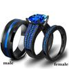Charm Couple Rings Stainless Steel Black Men's Ring Blue Zircon Women's Ring Sets Valentine's Day Gift Wedding Band Fine Jewelry