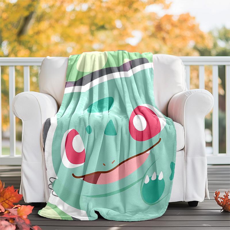 Pokémon Bulbasaur printed throw blanket—lightweight,soft,warm;versatile blanket for all seasons—perfect as &air-conditioning throw,nap blanket