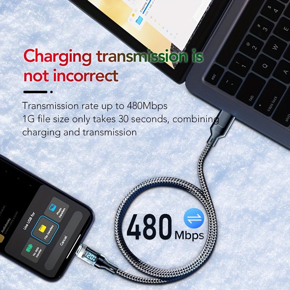 Кабель для быстрой зарядки USB A — Type C 120 Вт с цифровым дисплеем для Huawei и других