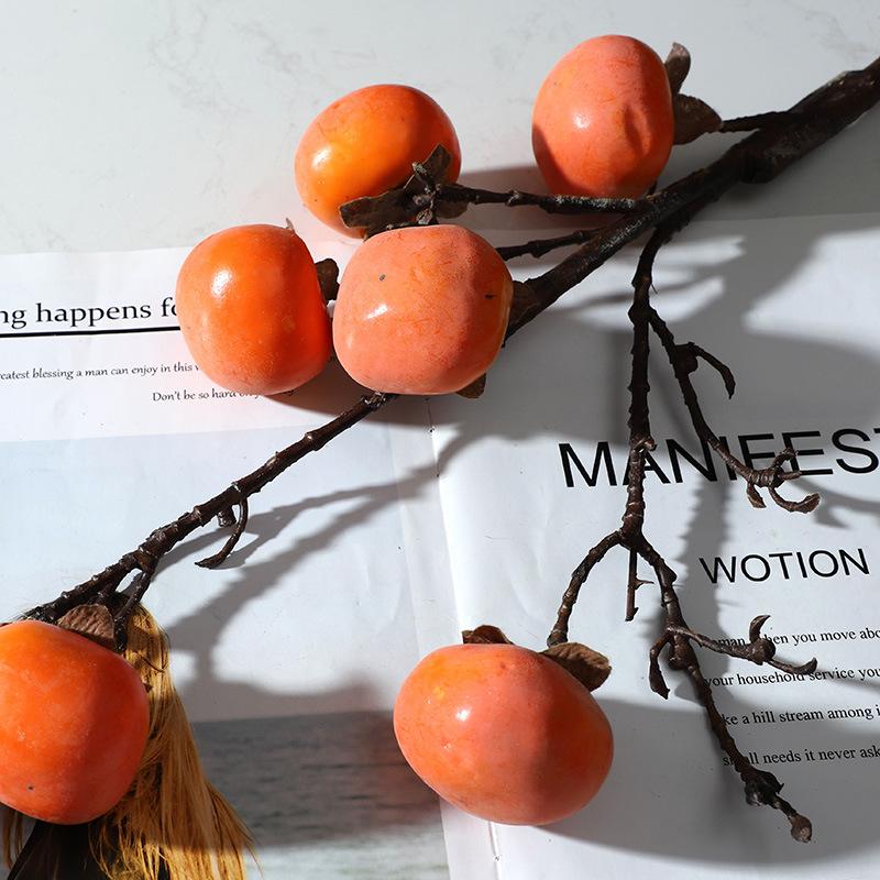 Simulated berries 7 false persimmons, home decoration plants decorative fruit branches foam fruit