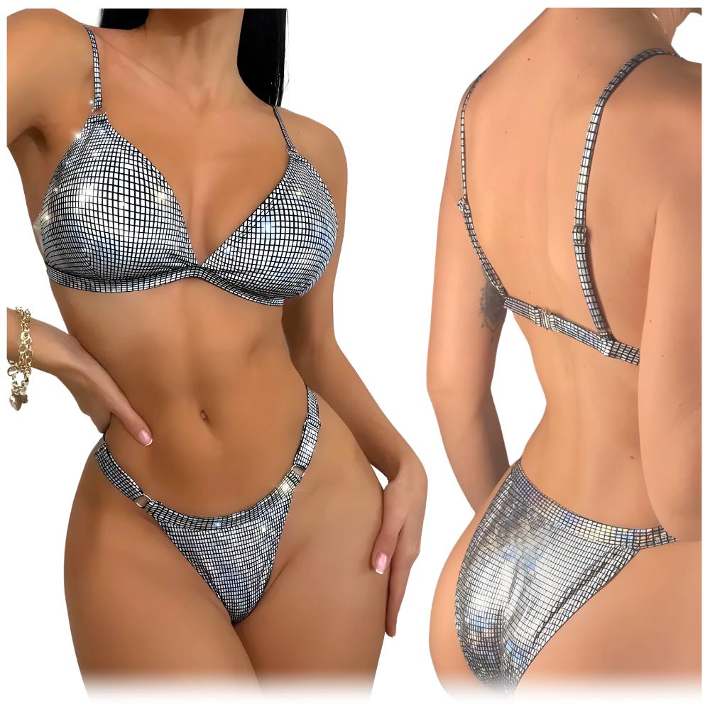 Women's two-piece swimsuit, shiny bikini, plus size xxl. Women's two-piece swimsuit, shiny bikini, plus size xxl.