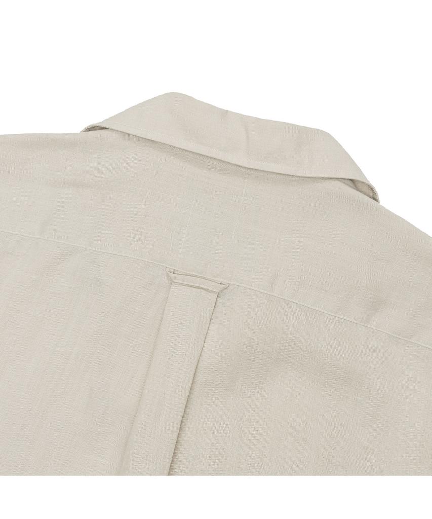 PRODESHIRT [Полуоверсайз] Кубинская льняная рубашка с открытым воротником (серый)