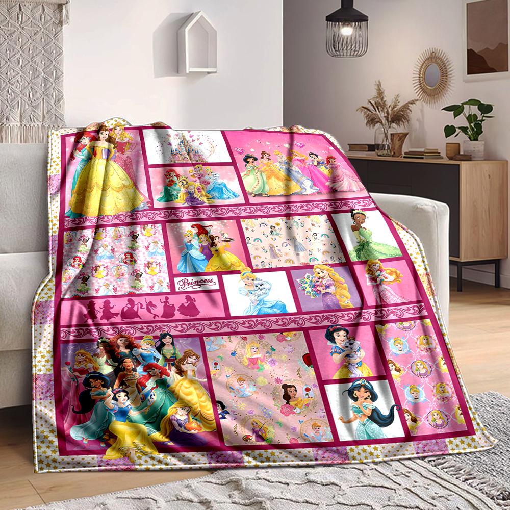 1Pc Princesses Pink Frames Blanket Soft And Comfortable Casual Warm Camping Travel Christmas Halloween Xmas Gift M928440