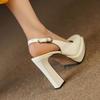 Temperament thick heel bag head sandals women's 2025 summer waterproof table thick sole retro round head back empty word with high heels