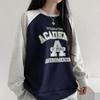 Navava Women S Lettering Raglan Long Sleeve SweatShirt Nt2200