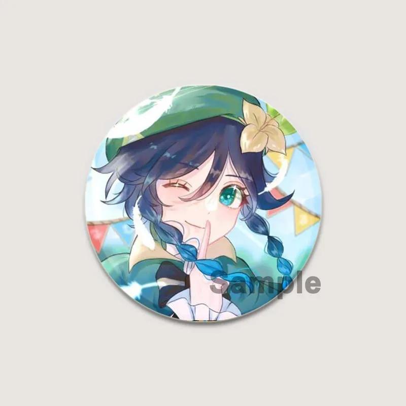 32/44/58 мм мультяшная фигурка Venti Jean HD принт брошь аниме значок Genshin Impact круглая витрина броши значки на лацкан ювелирные изделия подарочный аксессуар