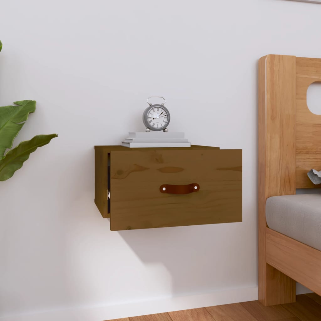 Wall Mounted Nightstand Honey Brown 40 x 29.5 x 22 cm