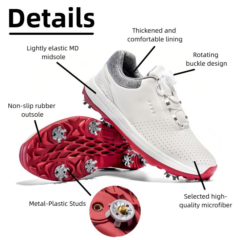 Легкие Гольф-Ботинки - Высоко Волокнистый Дышащий Верх Гольф Нескользящая Резиновая Подошва С Металло-Пластиковыми Шипами Легкая Вращающаяся Пряжка