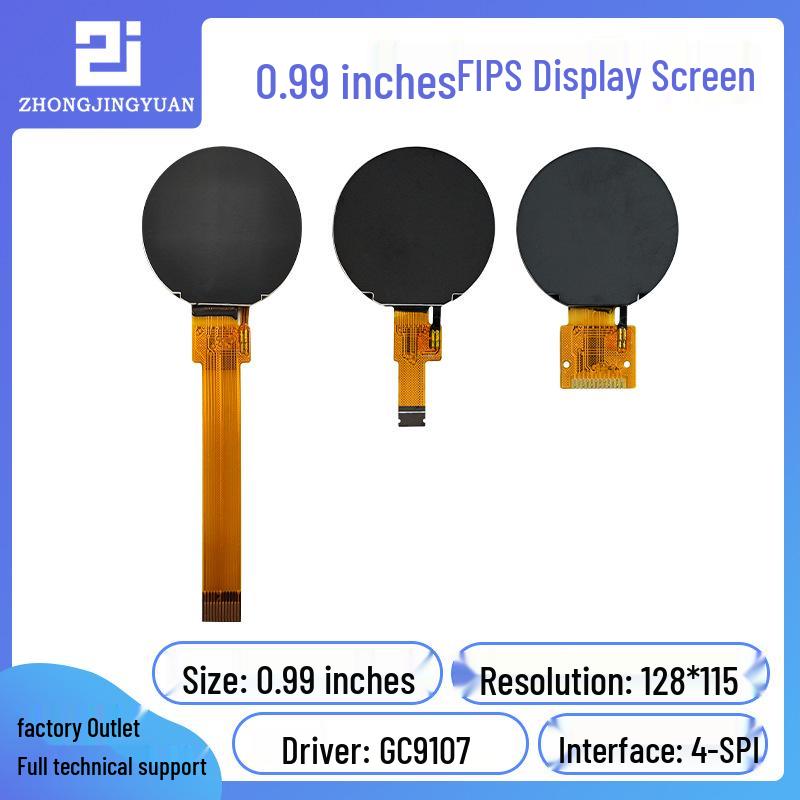 0.99-inch HD IPS TFT LCD Display, Round GC9107, 128x115 Resolution